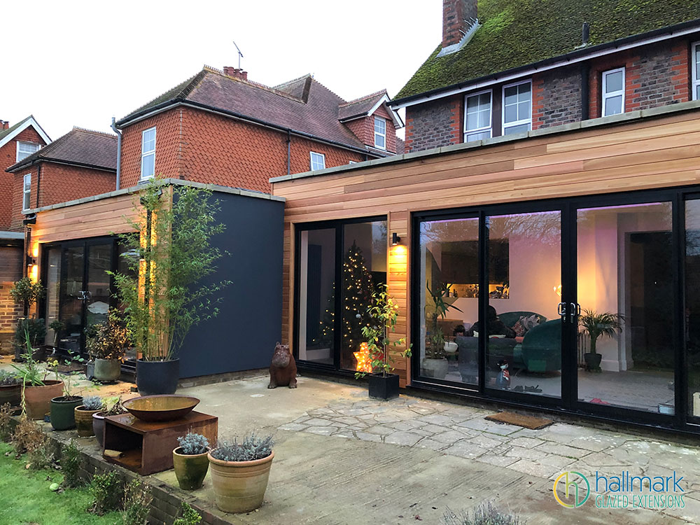 Aluminium black patio doors in Hailsham