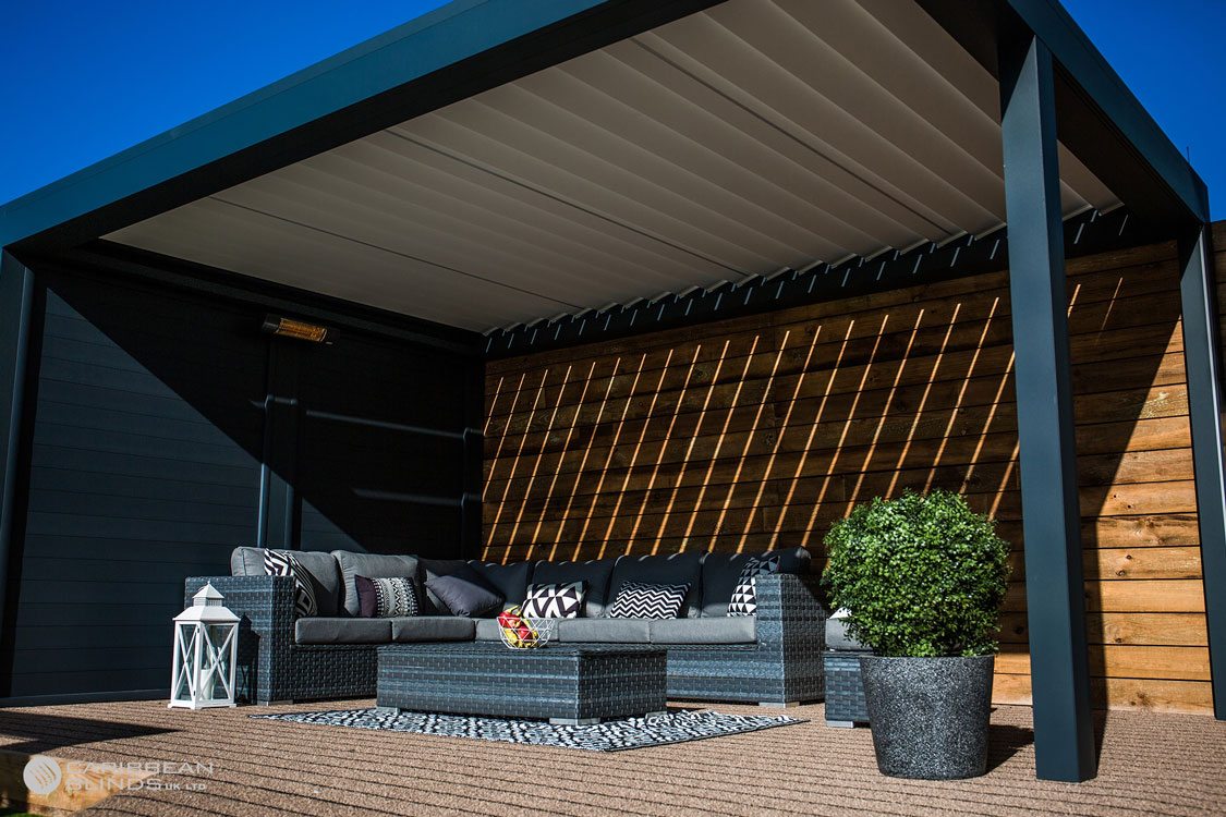 Louvered roof pergola in Hailsham Louvered roof pergola in Hailsham