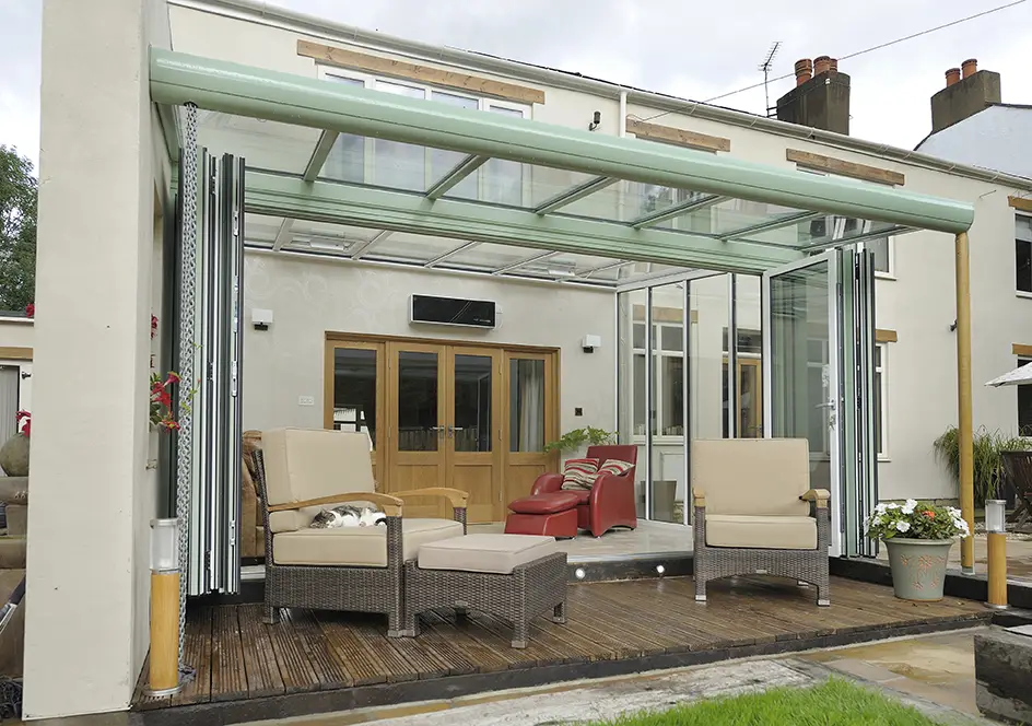 Ultraframe Veranda Sage Green - Hallmark Glazed Extensions Ultraframe Veranda Sage Green - Hallmark Glazed Extensions