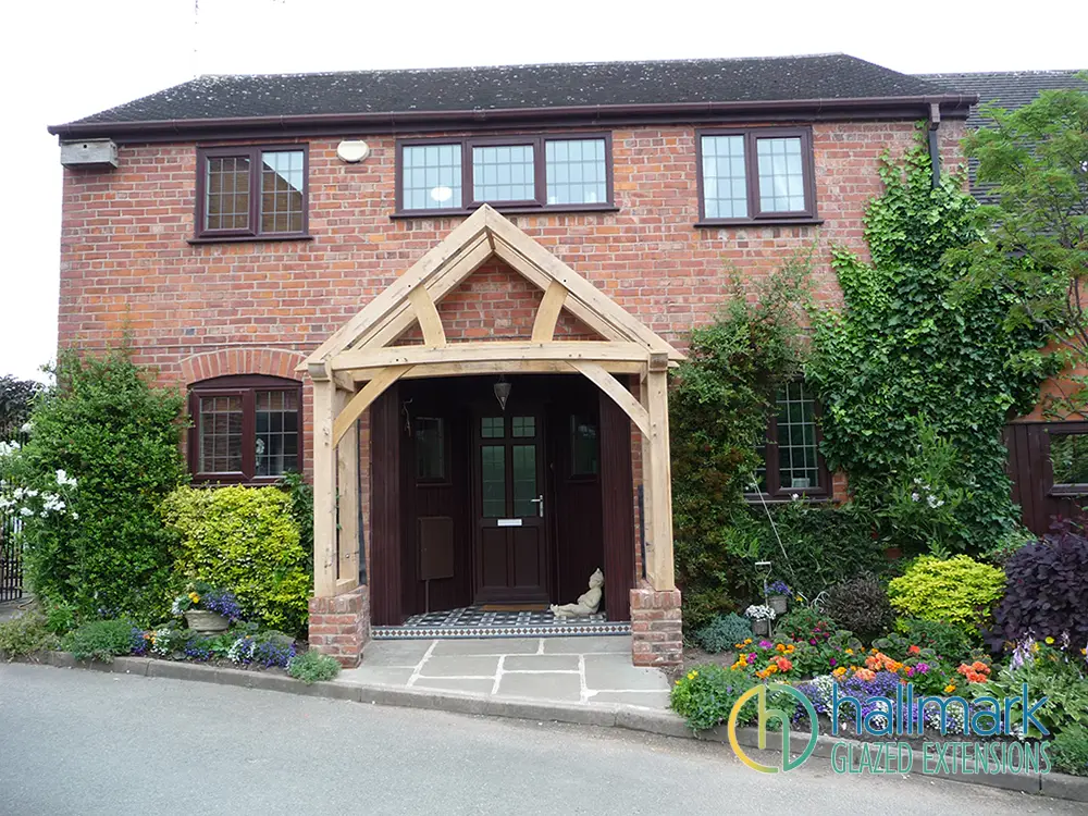 Oak Frame Open Sided Porch on Low Walls